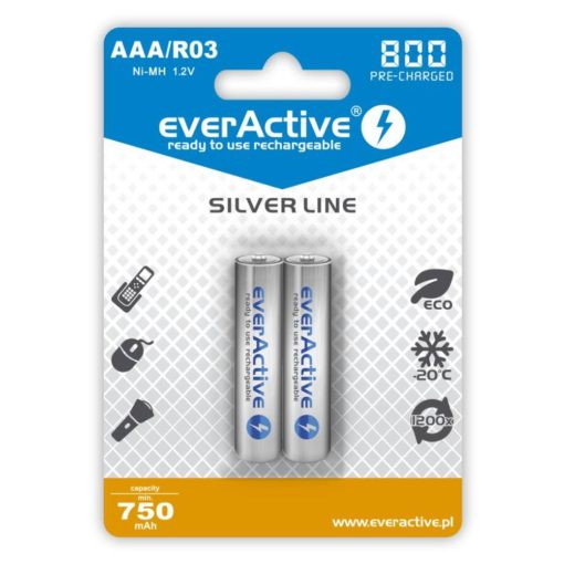 2x rechargeable everActive R03/AAA Ni-MH 800 mAh ready to use