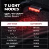ROCKBROS 24120009001Bike Rear Light with Brake Sensor, Magnetic Installation, 7 Modes LED Lighting, USB Rechargeable and IPX6 Waterproof