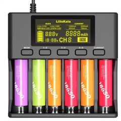   LiitoKala Lii-S6 Battery Charger 18650 Battery Charger 6-Slot Car-Polarity Detect For 18650 26650 21700 32650 AA AAA Batteries