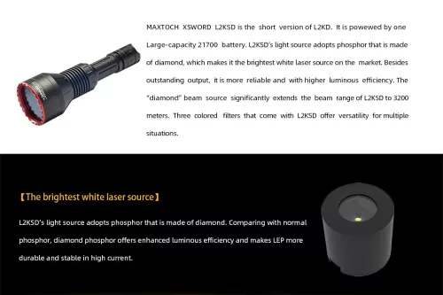 MAXTOCH L2KSD LEP flashlight with 3200 m range