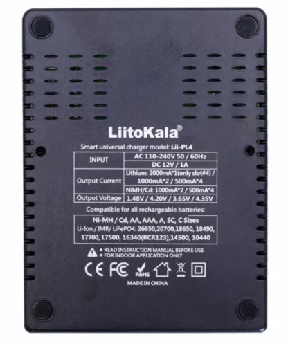 LiitoKala Lii - PL4 Li-ion Battery Charger - Black EU Plug