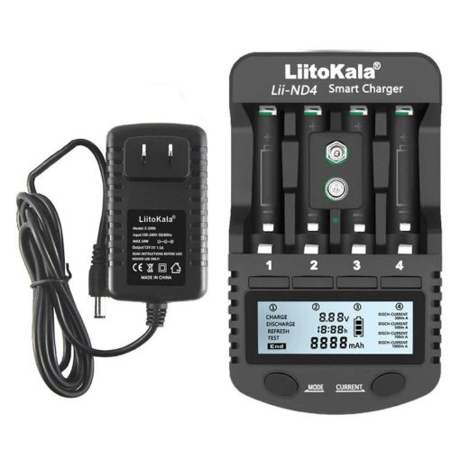 LiitoKala Lii-ND4 1.2V NiMH/Cd Battery Charger LCD Display Test Battery Capacity For AA AAA & 9V Battery