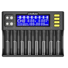   LiitoKala Lii-8S Charger 8 Slots LCD Screen Display Smartest Battery Charger  EU plug