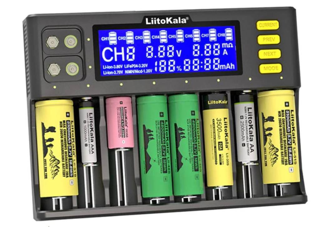 LiitoKala Lii-PD4 Ladegerät w 4 Batterie Slots für Ni-MH Ni-Cd Li-Ionen-Akkus 