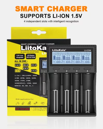 LiitoKala Lii CH4 charger for 1,2 and 1,5 and 3,6 V batteries 