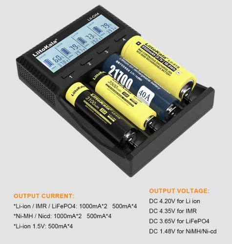 LiitoKala Lii CH4 charger for 1,2 and 1,5 and 3,6 V batteries 