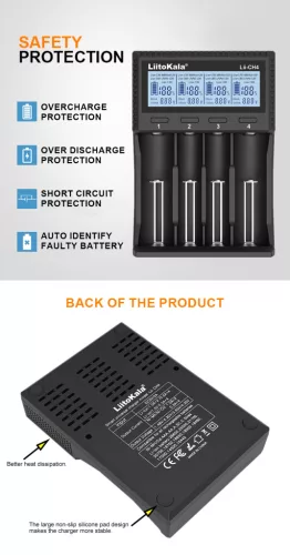 LiitoKala Lii CH4 charger for 1,2 and 1,5 and 3,6 V batteries 