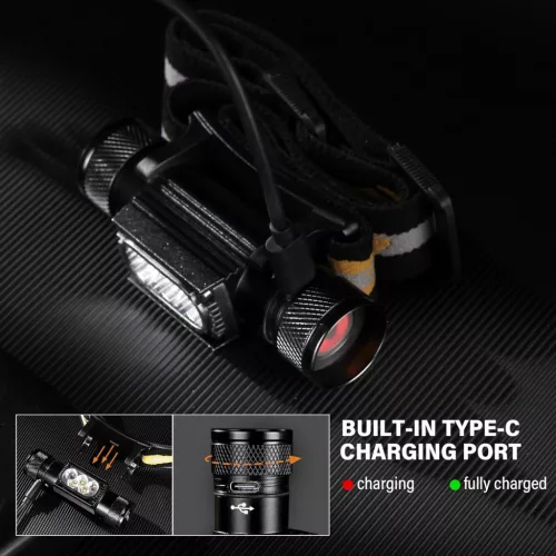 Sofirn H35R Headlamp Powerful 2000 lumen 3 White LEDs + 2 Red LED bulbs Type-c Rechargeable Outdoor Headlight With IP66