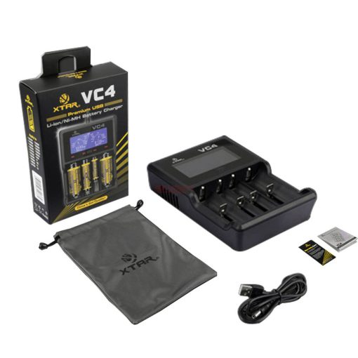 XTAR USB-Ladegerät VC4 LC-Display  Li-Ion & NiMH 4 Samsung 2500 mAh 25R Akku 