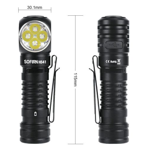 Sofirn HS41 4000 Lumens Rechargeable Headlamp USB C Right Angle Headlight Powerful 21700 light