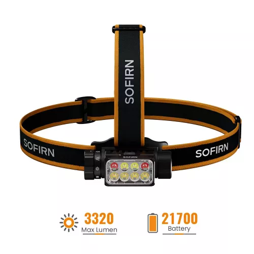 Sofirn HS23 3320LM Rechargeable Headlamp with Triple Light Source, High CRI & Red Light