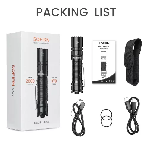Sofirn SK30 3000LM Tactical Flashlight