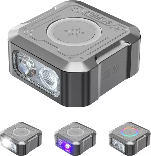  Sofirn SE1 Keychain Flashlight, 300 Lumens Small EDC Flashlight with UV Light & RGB, Rechargeable Mini Light with Magnetic Base, Waterproof Pocket Flashlight for Everyday Carry (Grey) 
