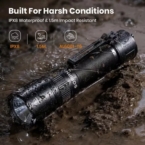 SOFIRN SK31 6800 Lumen Tactical and Duty USB-C Rechargeable Flashlight - Damaged packaging