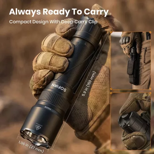 SOFIRN SK31 6800 Lumen Tactical and Duty USB-C Rechargeable Flashlight - Damaged packaging