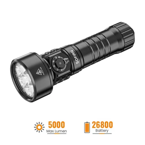 Sofirn SD11 Dive Light, 5000LM, CRI 90, Rechargeable Waterproof Flashlight with 660NM Red Light, 3000K-6500K, USB-C, IPX8, with 1/4" Mount, Lanyard, for Underwater Photography, Fishing, Water Work