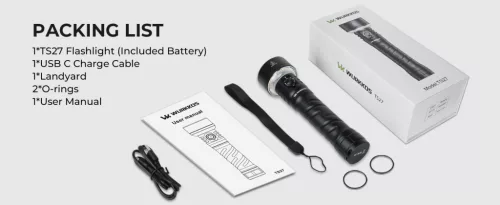 Wurkkos TS27 Super Bright Flashlight with 3200 lumen, 845 m range with 15.000 mAh battery