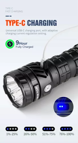 Lumintop Mach 5.0 flashlight with 15,000 lumens and 1200 m beam distance