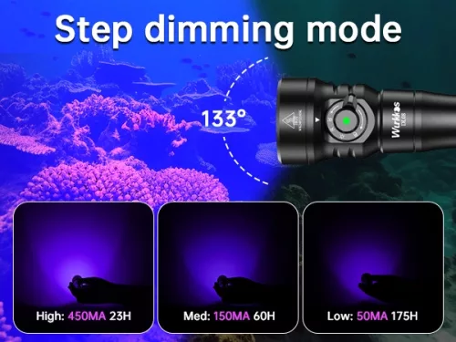 【New Release】Wurkkos DL08 3600lm Rechargeable Diving Light with Rotary Magnetic Switch 6500K Underwater Torch IP68