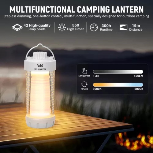 Wurkkos CL01 Camping Light with Adjustable Color Temperature/Power Bank/RGB Police Modes/Magnet Tail/21700 Battery Replaceable