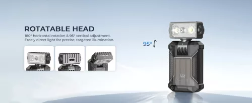 WURKKOS HD04 Clip-On EDC Flashlight – 750LM, Multi-Angle 180° Rotating Head, Spotlight/Floodlight/RGB for Outdoor, Work & Emergency