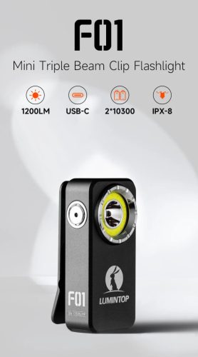 Lumintop F01 EDC flashlight with up to 1200 lumens and 182-meter range